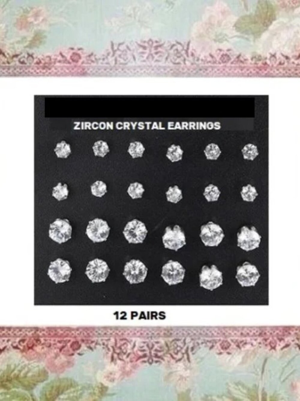 12 Pairs - High Fashion Zircon Post / Stud Earrings ~ ER-1199